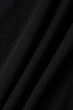 Черное сексуальное однотонное длинное платье в стиле пэчворк с открытой спиной на тонких бретелях