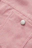 Prendas de abrigo de cuello vuelto cárdigan de patchwork sólido casual rosa