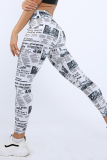 Pantaloni skinny a vita alta con stampa a matita nera Street Print