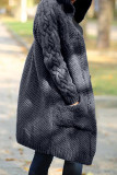 Prendas de abrigo de cuello con capucha de cárdigan sólido informal gris oscuro