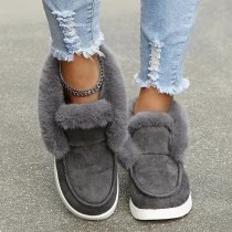 Zapatos planos redondos de color sólido de patchwork casual gris