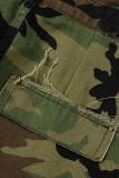 Camouflage Casual Street Camouflage Print Strappato Patchwork Dritto Vita alta Pantaloni a stampa intera