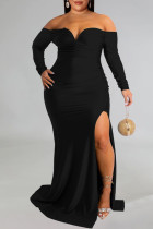 Черное сексуальное вечернее платье с открытой спиной и открытыми плечами, платья больших размеров