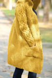 Vêtement d'extérieur à col à capuche et cardigan uni décontracté kaki
