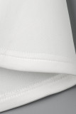 Witte elegante effen patchwork volant off-shoulder avondjurkjurken