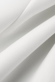 Witte elegante effen patchwork volant off-shoulder avondjurkjurken