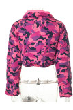 Roze Casual Street Camouflage Print Patchwork Rits Bovenkleding