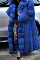 Blauw casual effen patchwork vest bovenkleding met capuchon en kraag