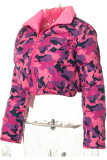 Rosa Casual Street Camouflage Print Patchwork Zipper Oberbekleidung