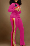 Colletto cardigan con cerniera lampo patchwork stampa abbigliamento sportivo casual rosso rosa manica lunga due pezzi