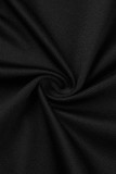 Schwarze, sexy, feste Patchwork-Schlitz-Bleistiftrock-Kleider mit V-Ausschnitt