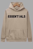 Apricot Sportswear Print Letter Hooded Collar Tops
