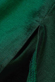 Robes de soirée élégantes à col carré en patchwork vert encre