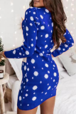 Costumi Wapiti con stampa patchwork blu per feste di Natale