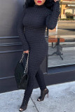 Coffee Casual Solid Basic Turtleneck Skinny Jumpsuits