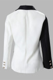 White Casual Print Cardigan Turn-back Collar Outerwear