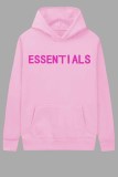 Apricot Sportswear Print Letter Hooded Collar Tops