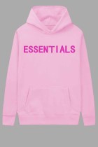 Tops de cuello con capucha y letras estampadas de ropa deportiva rosa