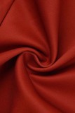Casaco vermelho casual com estampa de letras patchwork plus size