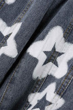 Jeans in denim a vita bassa patchwork con stampa casual blu