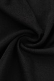 Черный повседневный принт Пэчворк Молния Воротник с капюшоном Длинный рукав Из двух частей
