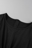 Lila Sexig Casual Solid urholkad asymmetrisk O-hals långärmade klänningar