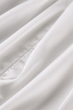 Robes de grande taille plissées blanches décontractées en patchwork solide à col rond