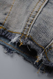Прямая джинсовая куртка с длинными рукавами и отложным воротником с отложным воротником и принтом в стиле пэчворк Black Street