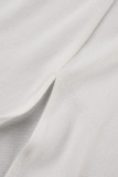 Robes de jupe en une étape avec col à capuche et patchwork blanc sexy