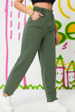 Grüne, lässige, solide Patchwork-Jeans mit hoher Taille
