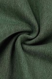 Jeans de mezclilla regular de cintura alta de patchwork sólido informal verde