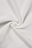 Weiß Sexy Solid Patchwork Kapuzenkragen One Step Rock Kleider