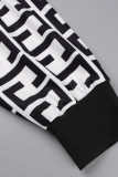 Черно-белая повседневная повязка с принтом в стиле пэчворк плюс размер из двух частей