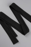 Zwart Wit Casual Print Bandage Patchwork Plus Size Two Pieces