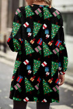 Vêtements d'extérieur à col cardigan imprimé patchwork Père Noël