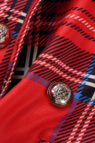 Capispalla con colletto risvoltato con patchwork scozzese rosso