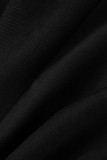 Черная повседневная однотонная верхняя одежда в стиле пэчворк с отложным воротником