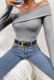 Deep Coffee Sexy Casual Solid Patchwork V-Ausschnitt Skinny Bodysuits