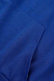 Babyblauwe sportkleding print letter hooded kraag lange mouw tweedelig
