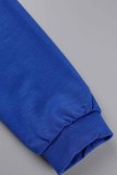 Ropa deportiva azul Estampado Carta Cuello con capucha Manga larga Dos piezas