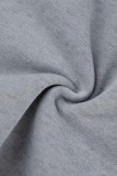 Combinaisons casual solide patchwork col zippé grande taille gris