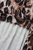 Mehrfarbige, lässige Print-Patchwork-Kleider mit rückenfreiem, schrägem Kragen in Übergröße