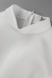 Weißes, elegantes, festes Patchwork-O-Ausschnitt-Abendkleid