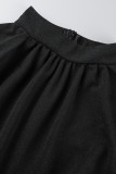 ブラック カジュアル ソリッド パッチワーク ハーフ A タートルネック トランペット マーメイド ドレス