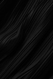 Zwarte casual effen patchwork gevouwen rechte jurken met ronde hals