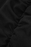 ブラック カジュアル ソリッド パッチワーク ハーフ A タートルネック トランペット マーメイド ドレス