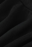 Robes de sirène trompette à col roulé en patchwork uni décontracté noir