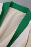 Groene casual effen patchwork vest kraag bovenkleding