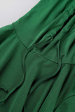 Green Casual Solid Patchwork Hooded Collar Long Sleeve Two Pieces