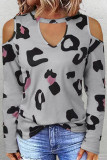 Pink Casual Street Leopard Printing O Neck Tops
